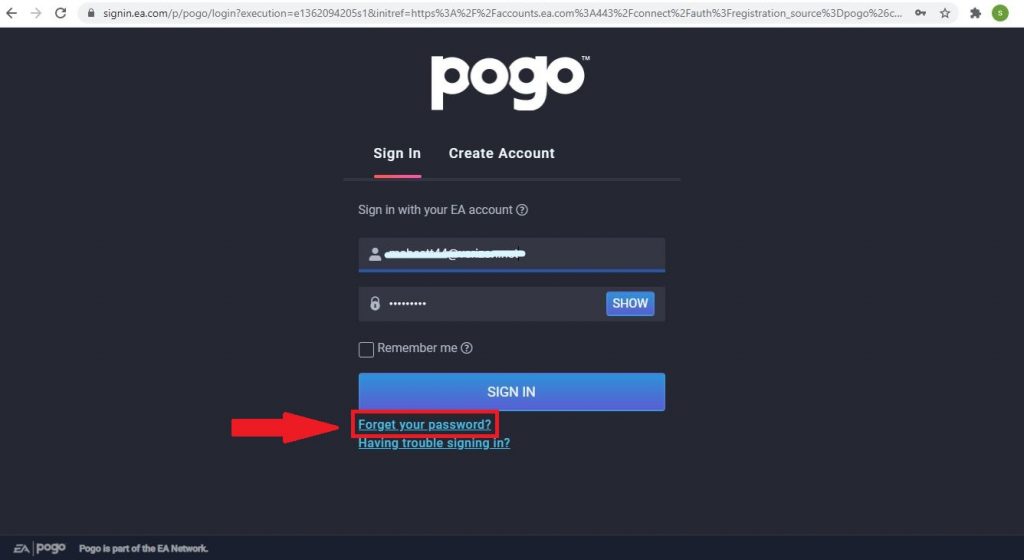 Recover Pogo Account Password