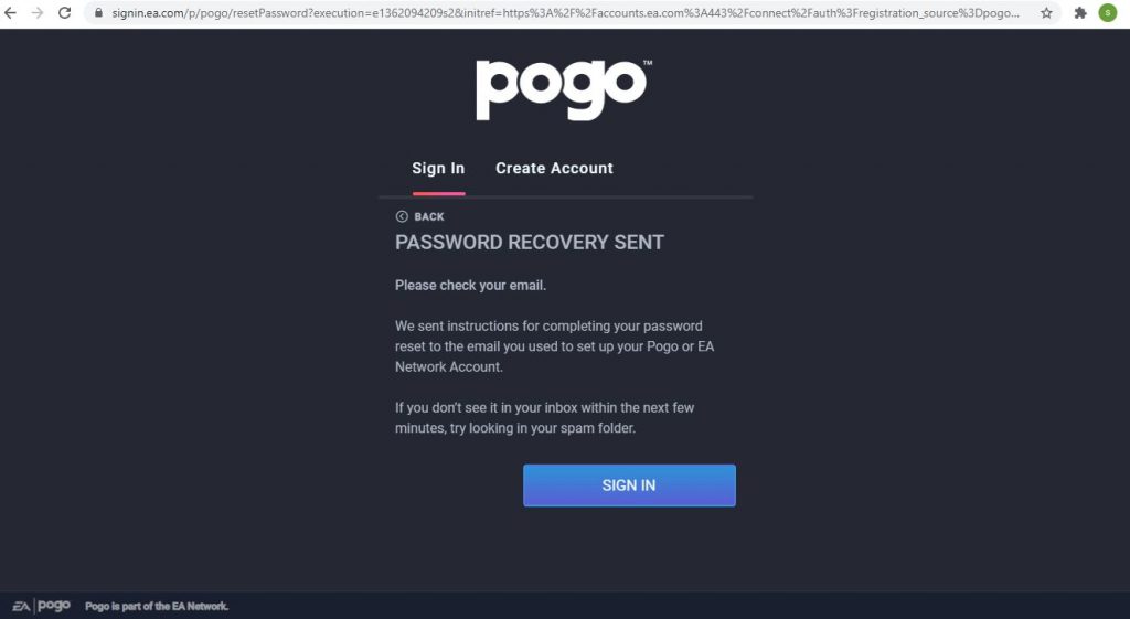 Recover Pogo Account Password